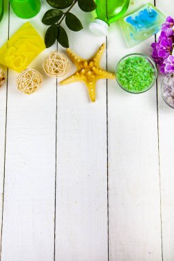 Spa uygulamaları ahşap tablo. 