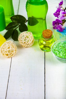 Spa uygulamaları ahşap tablo. 