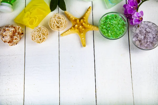 Spa uygulamaları ahşap tablo. 