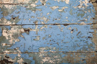 Mavi boya ile eski ahşap yüzey. Ahşap yüzey yakın çekim, dekoratif arka plan.