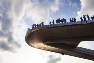 Moskova'da Zaryadye Park Yüzen köprü, Rusya.