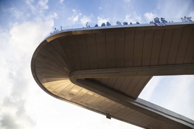 Moskova'da Zaryadye Park Yüzen köprü, Rusya.