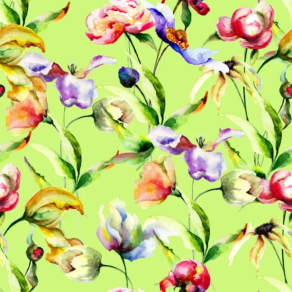 Motif Floral Sans Couture Illustration Aquarelle Carrelage Pour Papier Peint — Photo