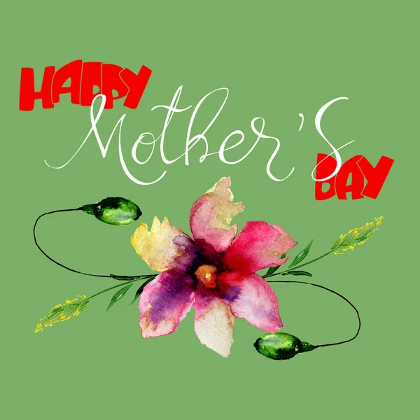 Originele Gerber Bloemen Met Titel Happy Mothers Day Sjabloon Voor — Stockfoto