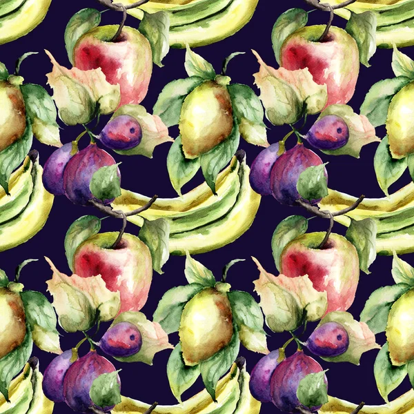 Aquarell Illustration Von Früchten Nahtloses Muster Fliese Für Tapete Oder — Stockfoto