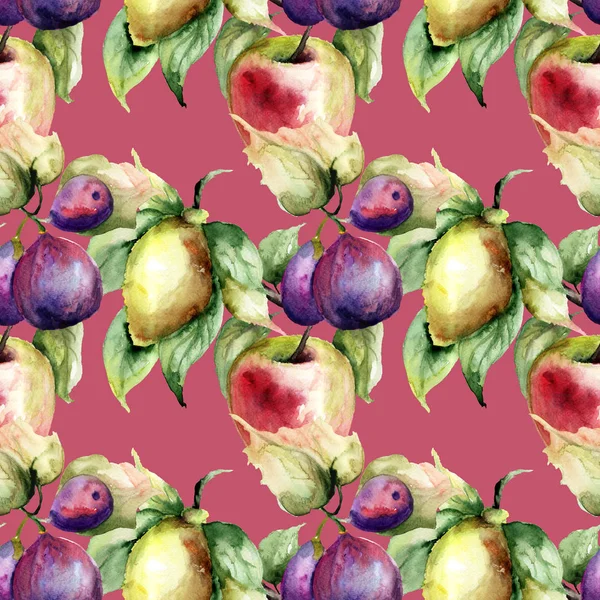 Acuarela Ilustración Frutas Patrón Sin Costuras Azulejo Para Papel Pintado — Foto de Stock