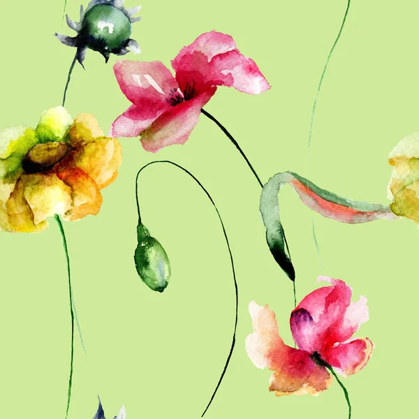 Florales Nahtloses Muster Aquarell Illustration Fliese Für Tapete Oder Fabri — Stockfoto
