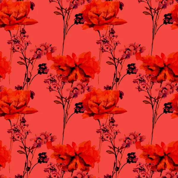 シームレスなパターンと様式化された花 Illustratio — ストック写真