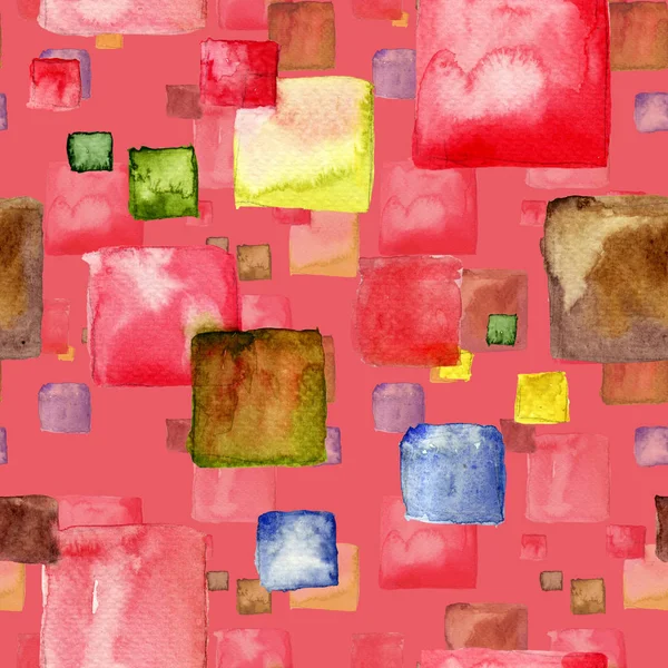 Nahtloses Muster Mit Quadrat Aquarellmalerei Fliese Für Tapete Oder Fabri — Stockfoto