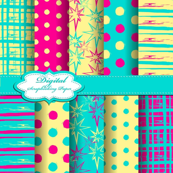 Set van vector abstracte bloem patroon papier voor scrapbook. — Stockvector