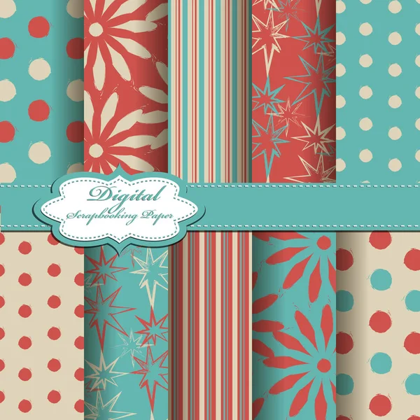 Set van vector abstract bloemenpatroon. ScrapBook. — Stockvector