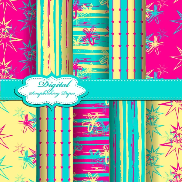 Conjunto de vector abstracto flor patrón papel para scrapbook . — Vector de stock