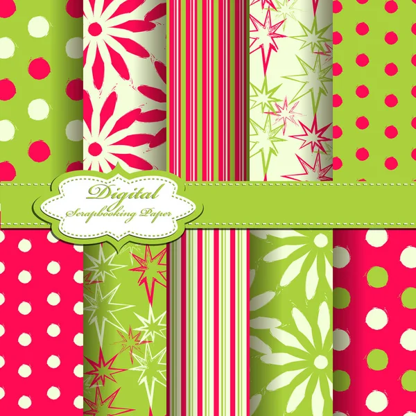 Conjunto de vector abstracto flor patrón papel para scrapbook . — Archivo Imágenes Vectoriales