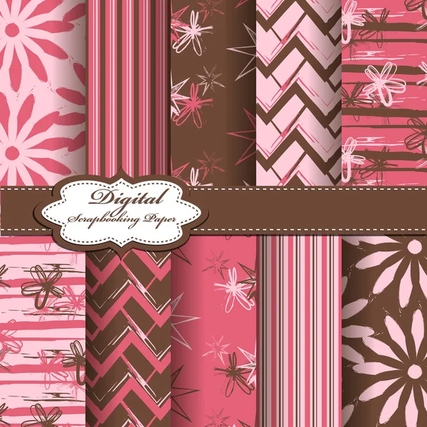 Conjunto de vector abstracto flor patrón papel para scrapbook . — Vector de stock