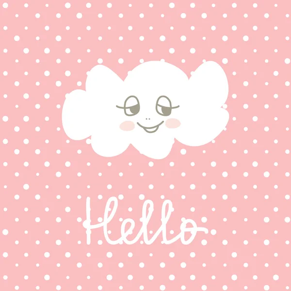 Cute Happy Cloud мультфильм на фоне горшков польки . Стоковая Иллюстрация