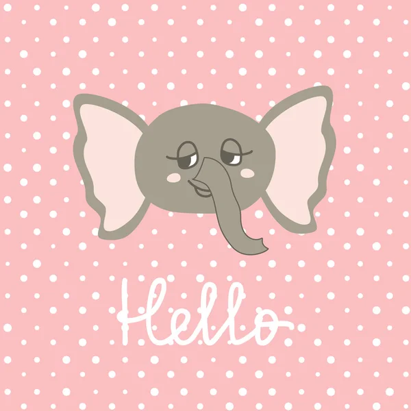 Mignon Happy Elephant dessin animé sur fond de pots de polka . — Image vectorielle