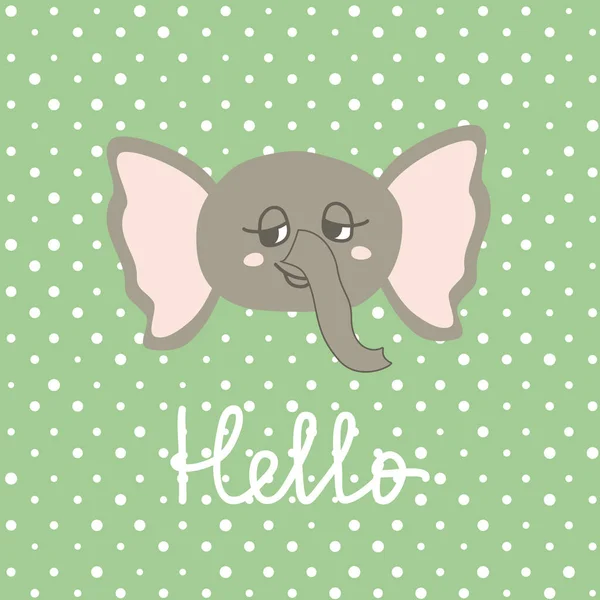Mignon Happy Elephant dessin animé sur fond de pots de polka . — Image vectorielle