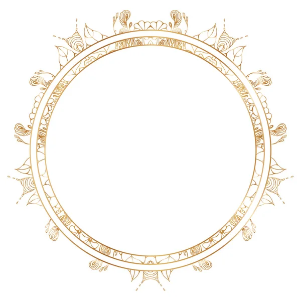 Round floral border frame silhouettes. Can be used for decoration and design photo frame, menu, card, scrapbook, album. Vector Illustration. — Stock Vector