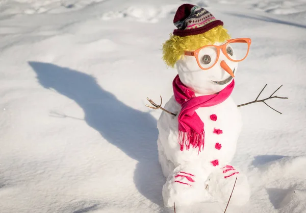 Boneco Neve Fundo Neve — Fotografia de Stock