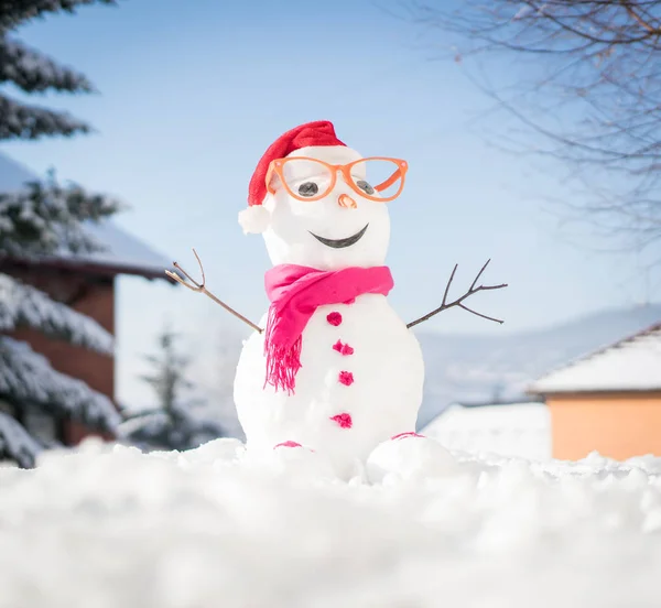 Boneco Neve Fundo Neve — Fotografia de Stock