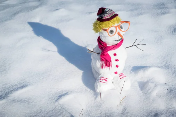 Boneco Neve Fundo Neve — Fotografia de Stock