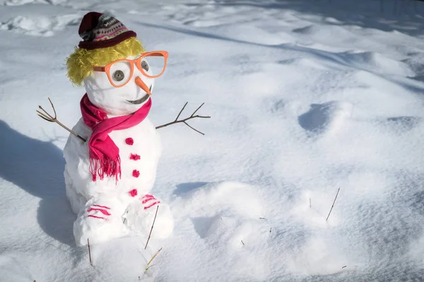 Boneco Neve Fundo Neve — Fotografia de Stock