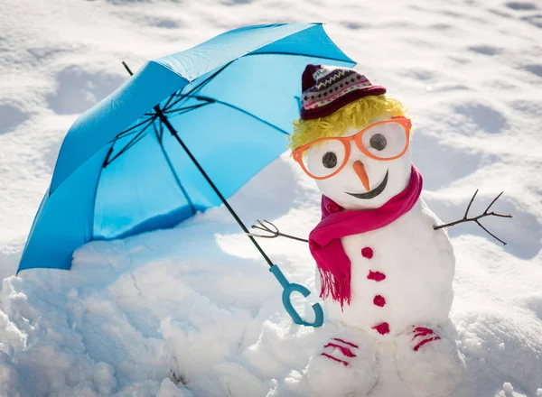 Boneco Neve Fundo Neve — Fotografia de Stock