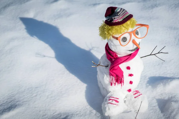 Boneco Neve Fundo Neve — Fotografia de Stock