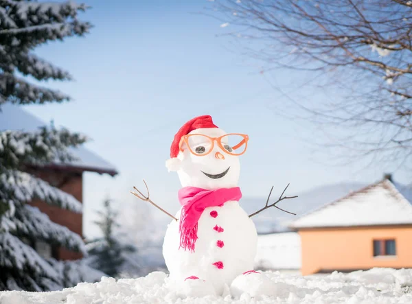 Boneco Neve Fundo Neve — Fotografia de Stock