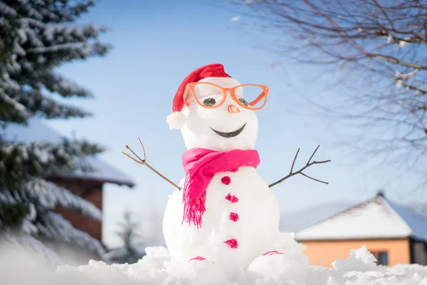 Boneco Neve Fundo Neve — Fotografia de Stock