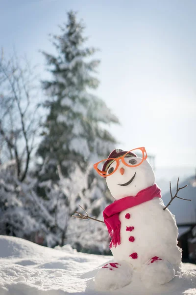 Muñeco Nieve Sobre Fondo Nieve —  Fotos de Stock