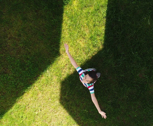 Boy portrait aerial top view — Stock Photo, Image