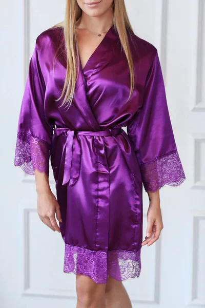 Woman in silk robe