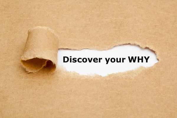 Printed Text Discover Your Why Appearing Ripped Brown Paper — Stock Photo, Image