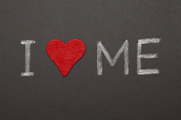 Selbstverliebtes Konzept Mit Rotem Herz Und Handgeschriebenem Text Ich Liebe — Stockfoto