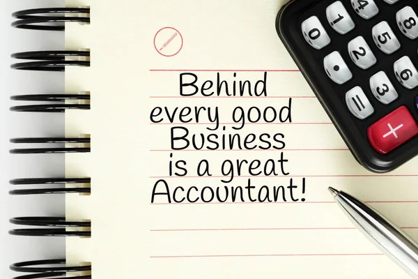 Quote Every Good Business Great Accountant Handwritten Notebook Page Next — Stock Photo, Image