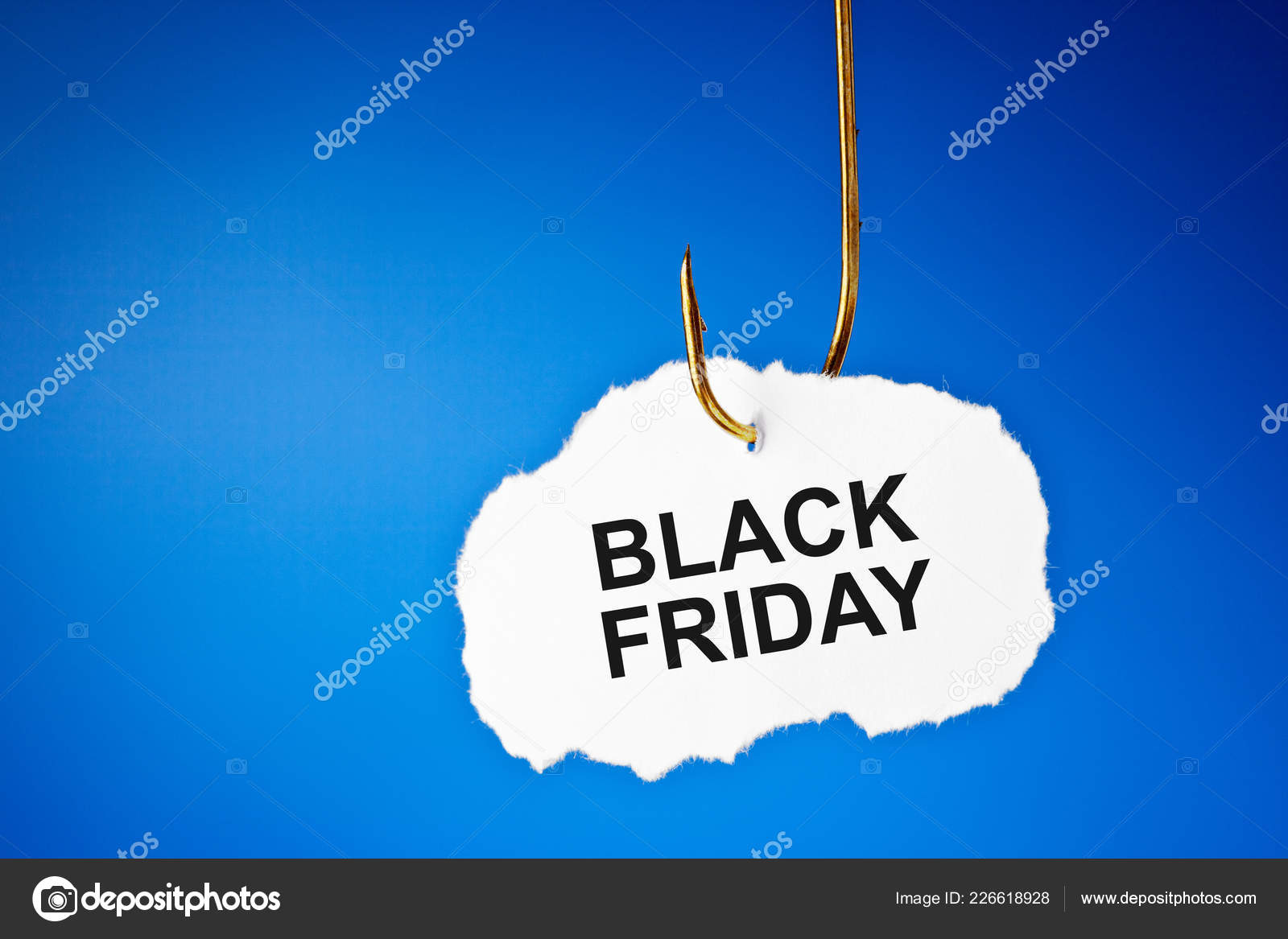 Text Black Friday Hanging Fishing Hook Blue Background Beware Black Stock  Photo by ©ivelin 226618928