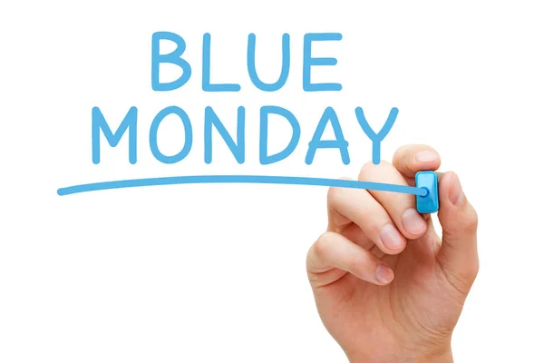 파란색 펜으로 월요일에 파란색 펜으로 날이라고 주장되고 있습니다 월요일입니다 — 스톡 사진