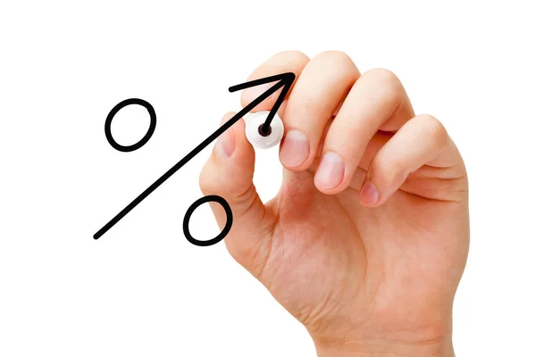 Desenho Mão Crescente Conceito Seta Sinal Percentual Com Marcador Placa — Fotografia de Stock