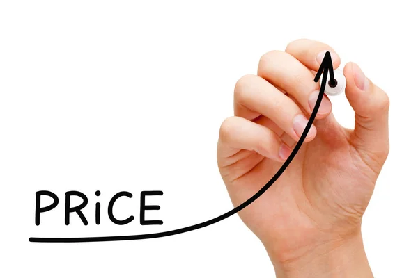 Verhoging van de prijs grafiek bedrijfsconcept — Stockfoto