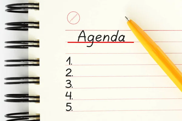 Lege Agenda Planner lijst Concept — Stockfoto