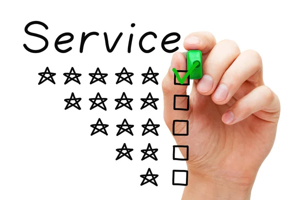Удовлетворение клиентов пять звезд концепции обслуживания — стоковое фото