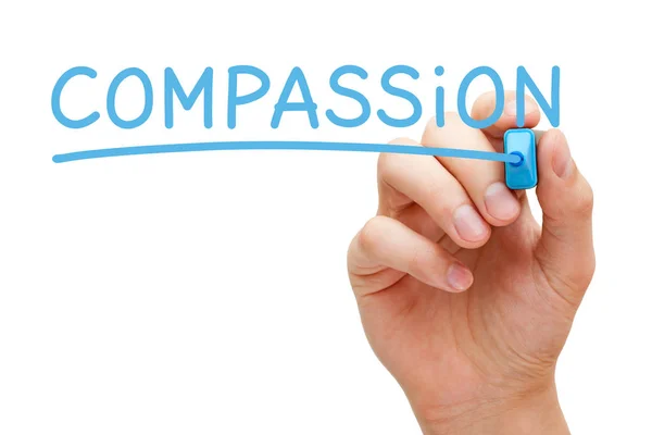 Palabra Compasión Escrito a mano con Blue Marker —  Fotos de Stock