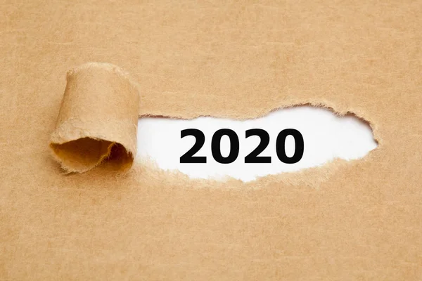 Neues Jahr 2020 zerrissenes Papier-Konzept — Stockfoto