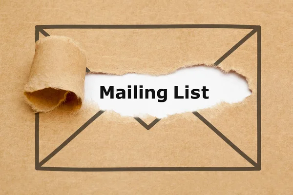 Mailing List Torn Paper Concept — Stock Photo, Image