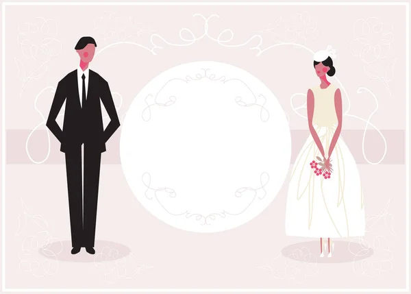 Convite Cartão Casamento Com Coupl Imagem De Stock