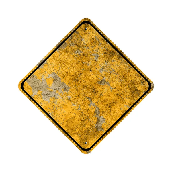 Yellow Faded Road Sign White Background — Stock Fotó
