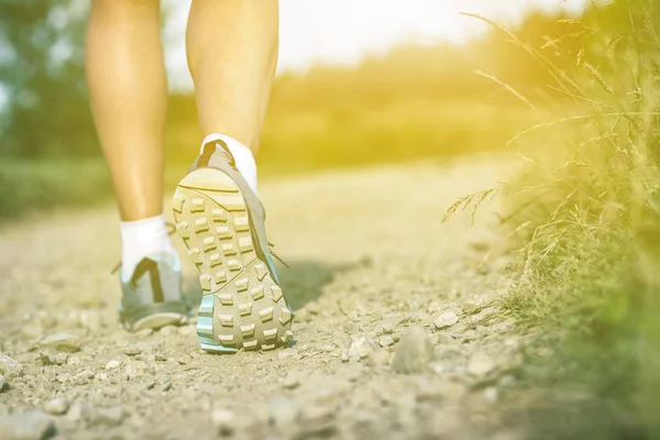 Woman Walking Sport Hiking Shoes Jogging Trekking Training Summer Nature — Stock Photo, Image