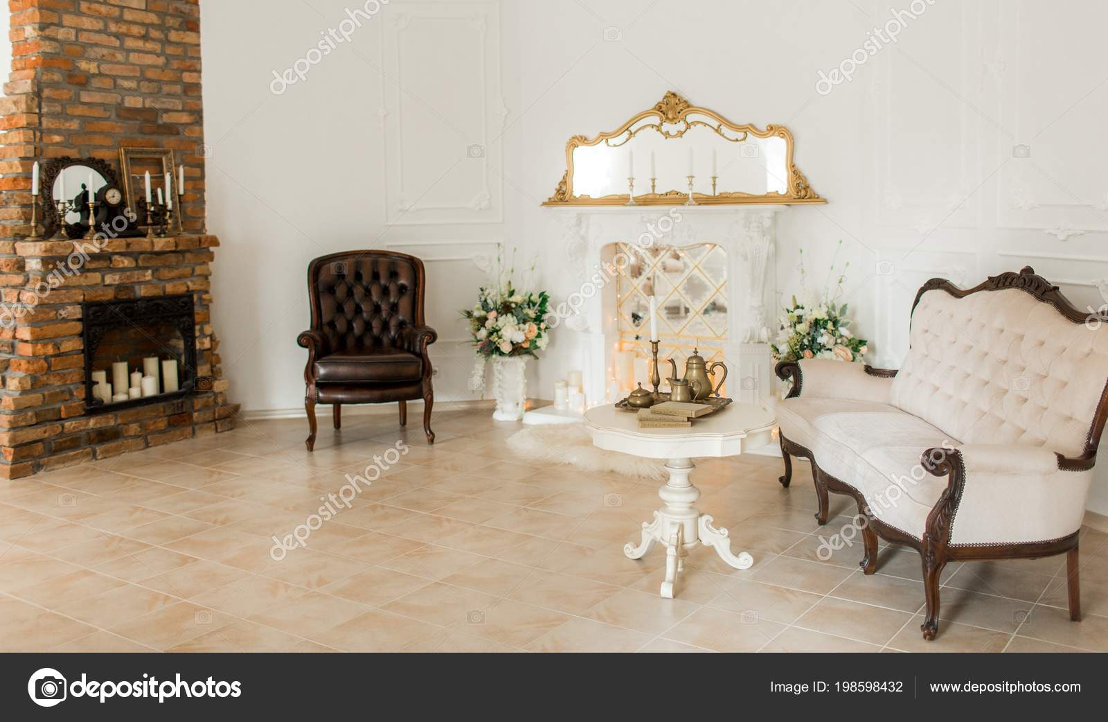 Images Shabby Chic Fireplaces Classical Style Armchair