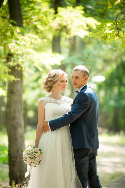 Gelin ve damat onların düğün günü Park 